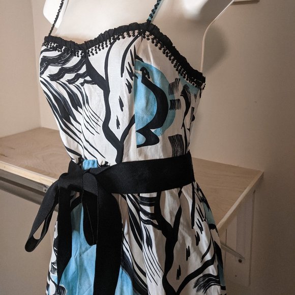 Kensie Black White and Blue Fit and Flare Strappy Dress - Picture 3 of 4